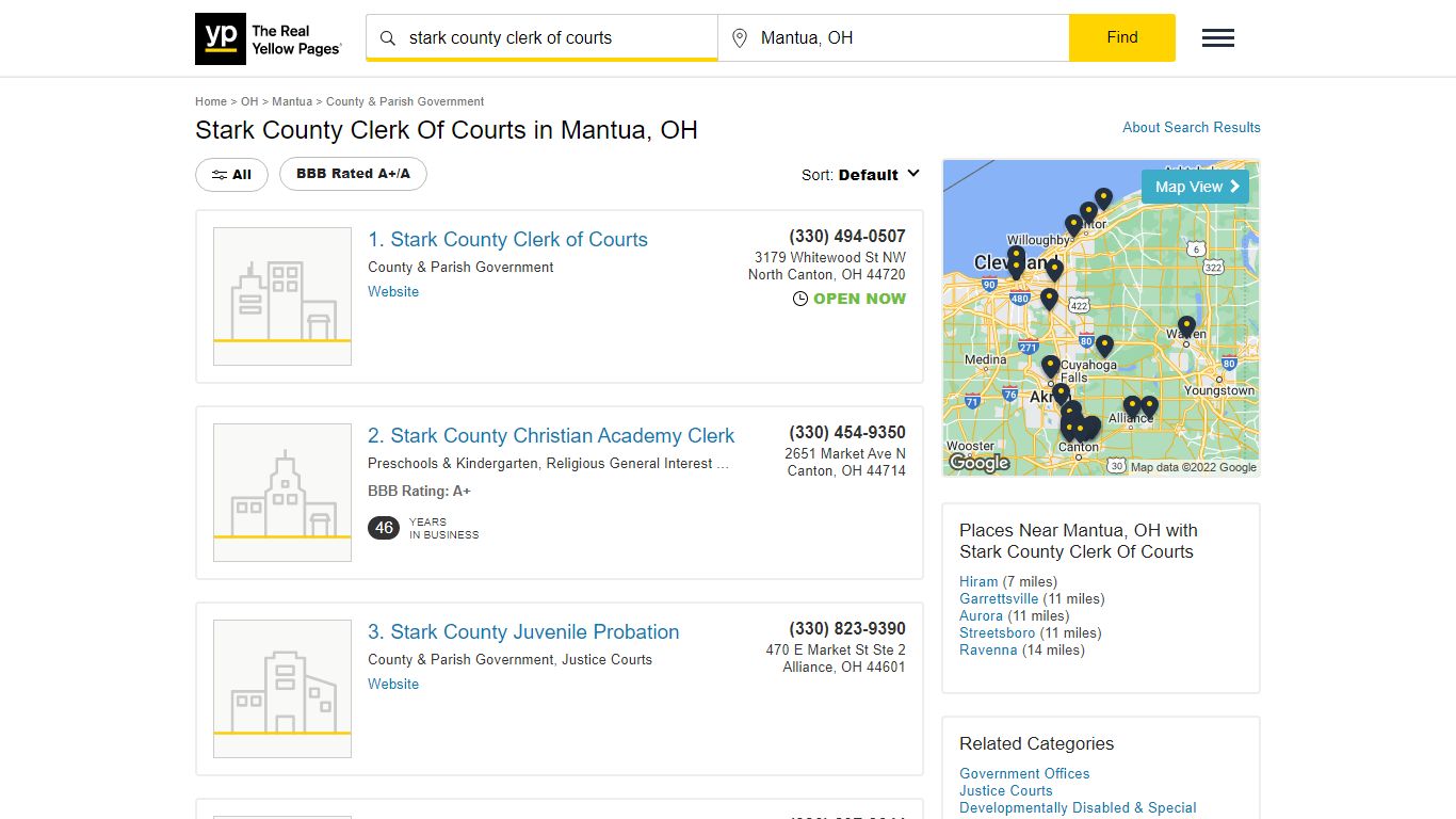 Stark County Clerk Of Courts in Mantua, OH - yellowpages.com